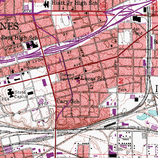 Topographic Map of Capitol View Elementary School, IA