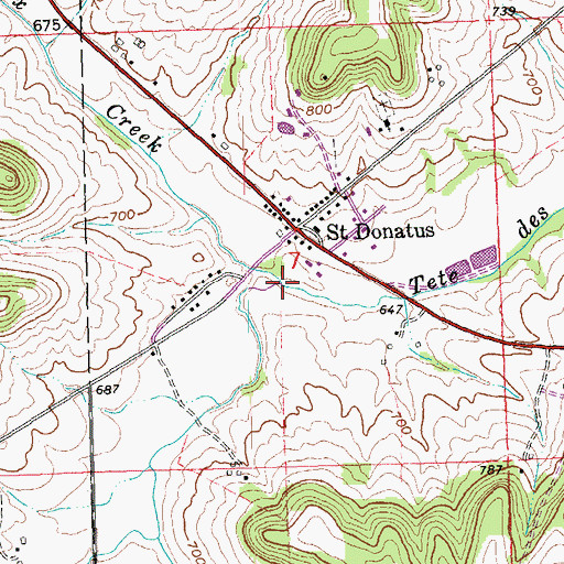 Topographic Map of Lux Creek, IA