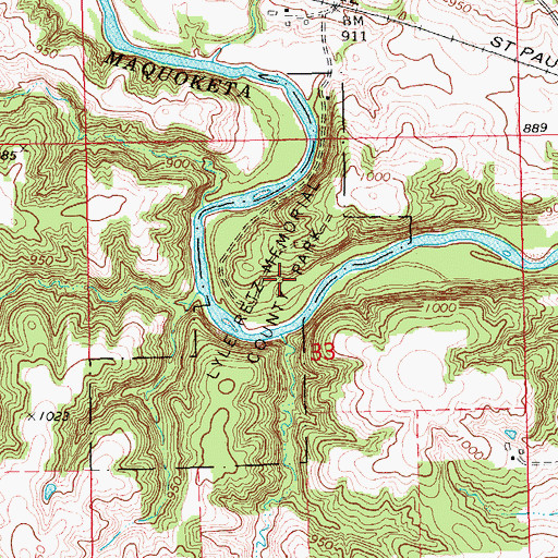 Topographic Map of Lyle Retz Memorial County Park, IA