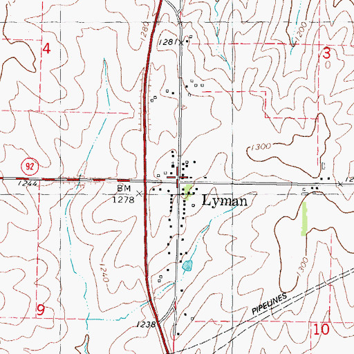Topographic Map of Lyman, IA