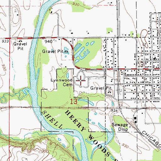 Topographic Map of Lynwood Cemetery, IA