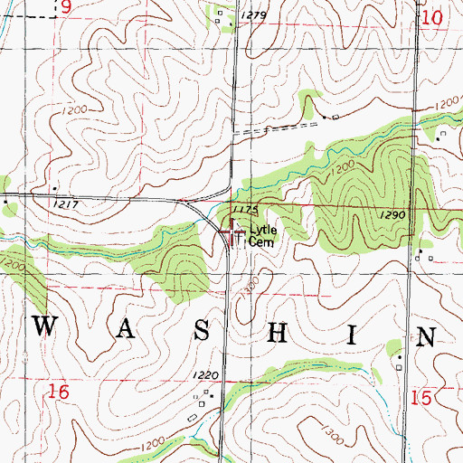 Topographic Map of Lytle Cemetery, IA