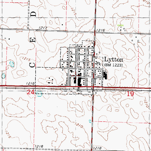 Topographic Map of Lytton, IA