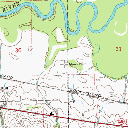 Topographic Map of Maas Cemetery, IA