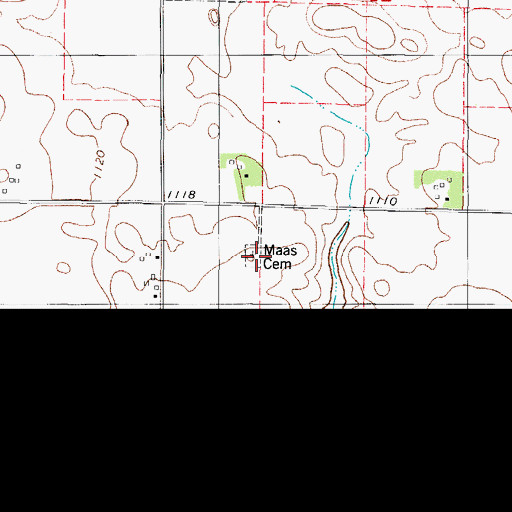 Topographic Map of Maas Cemetery, IA