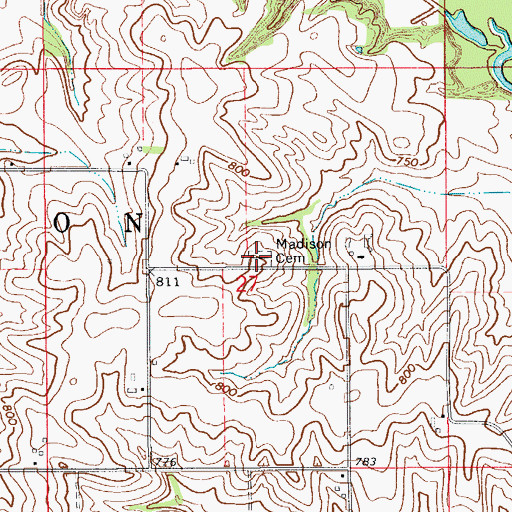 Topographic Map of Madison Cemetery, IA