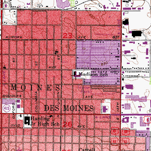 Topographic Map of Madison Elementary School, IA