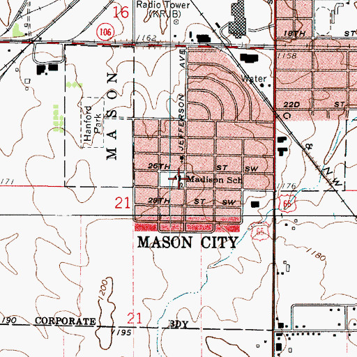 Topographic Map of Madison School, IA