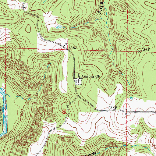 Topographic Map of Angora Church, AR