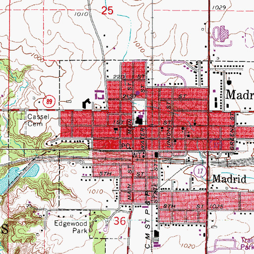 Topographic Map of Madrid, IA