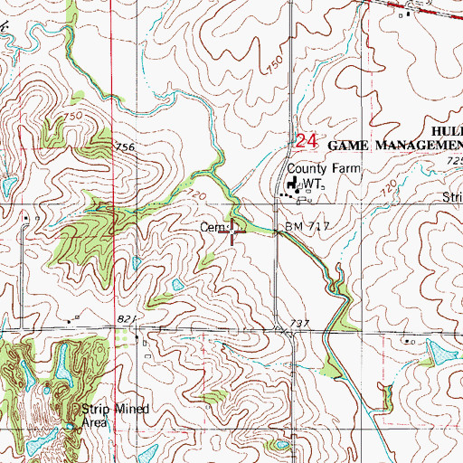 Topographic Map of Mahaska County Farm Cemetery, IA