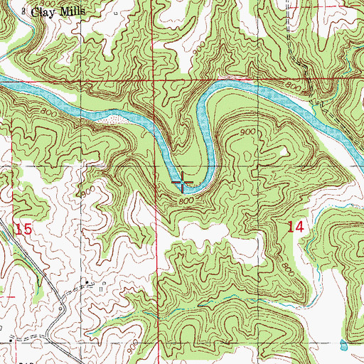 Topographic Map of Mahoneys Bend, IA