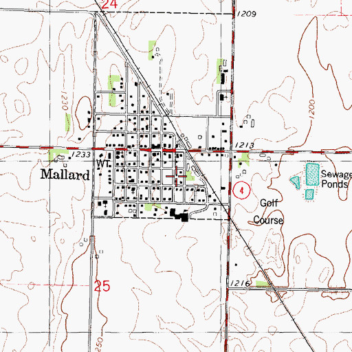 Topographic Map of Mallard, IA