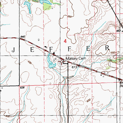 Topographic Map of Mallory Cemetery, IA