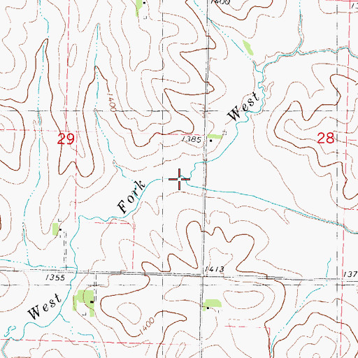 Topographic Map of Malony Branch, IA