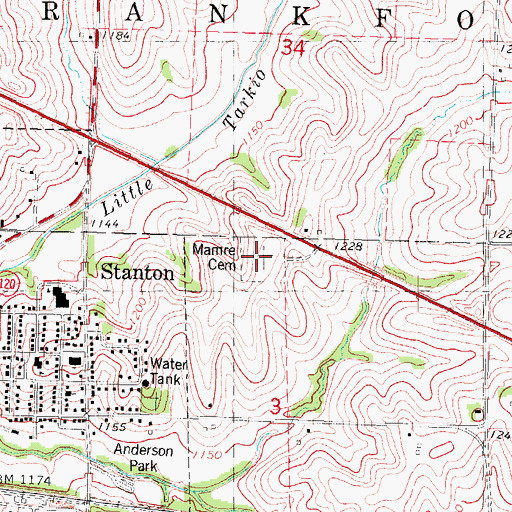 Topographic Map of Mamre Cemetery, IA
