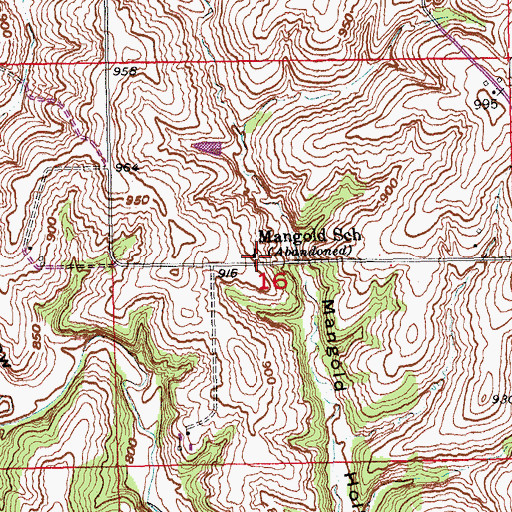 Topographic Map of Mangold School, IA