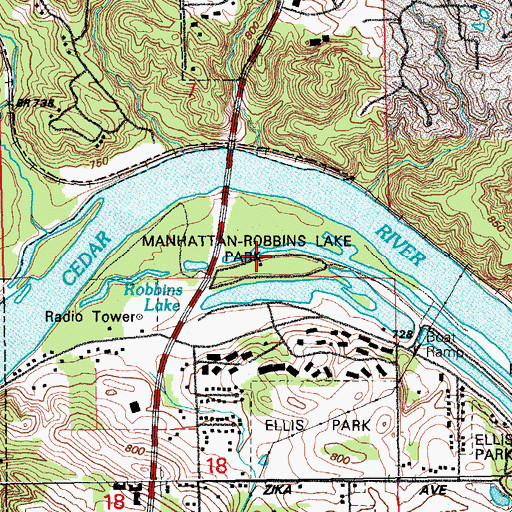 Topographic Map of Manhattan Robbins Lake Park, IA
