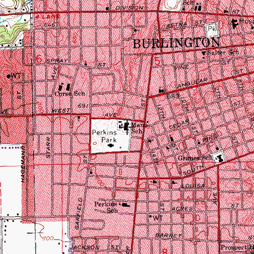 Topographic Map of Mann School, IA