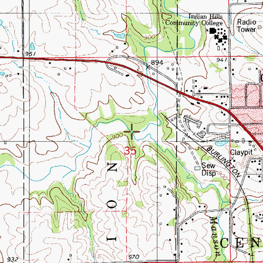 Topographic Map of Manson Branch, IA