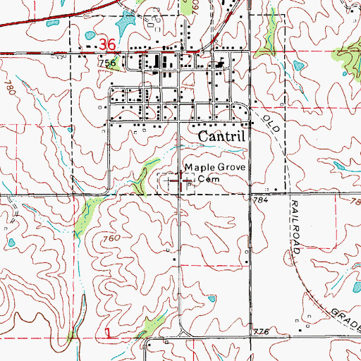 Topographic Map of Maple Grove Cemetery, IA