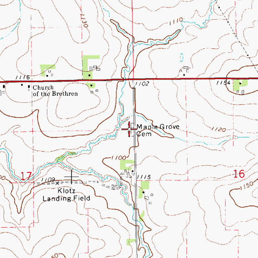 Topographic Map of Maple Grove Cemetery, IA