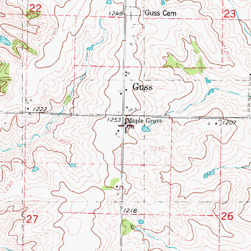 Topographic Map of Maple Grove Church, IA