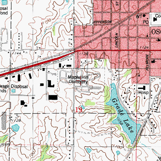 Topographic Map of Maple Hill Cemetery, IA