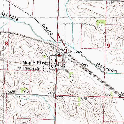 Topographic Map of Maple River, IA