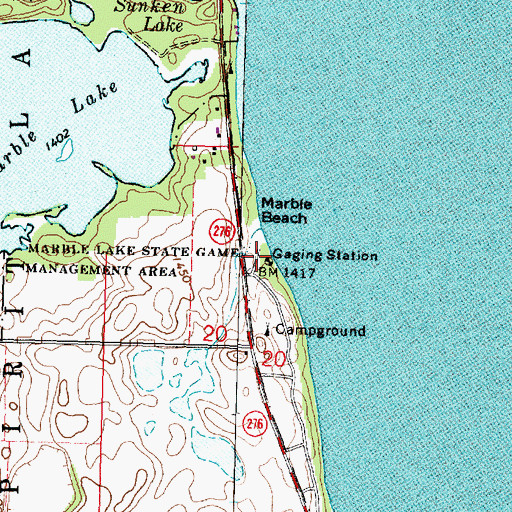 Topographic Map of Marble Beach, IA