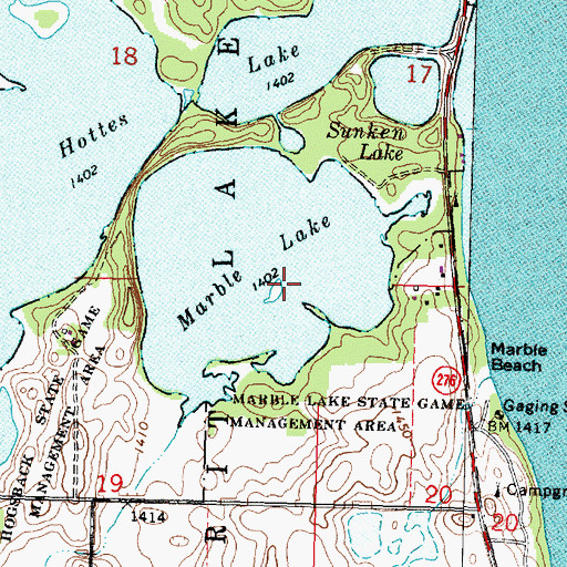 Topographic Map of Marble Lake State Game Management Area, IA