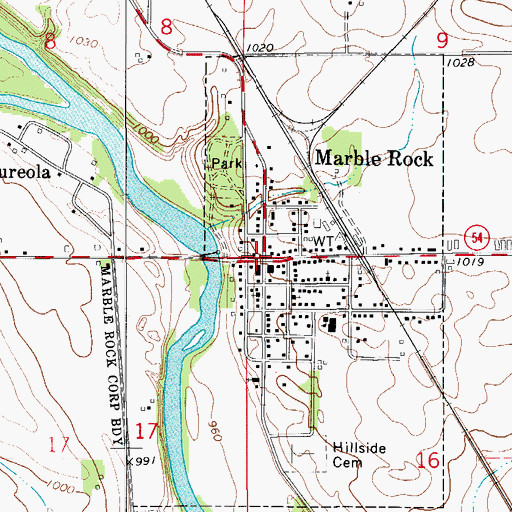 Topographic Map of Marble Rock, IA