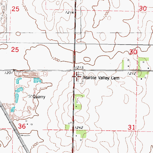 Topographic Map of Marble Valley Cemetery, IA