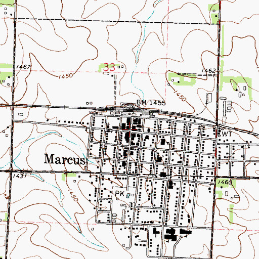 Topographic Map of Marcus, IA