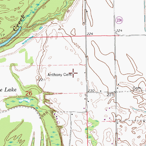 Topographic Map of Anthony Family Cemetery, AR