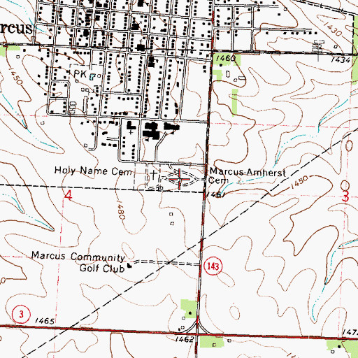 Topographic Map of Marcus - Amherst Cemetery, IA