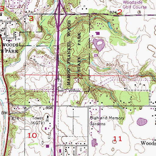 Topographic Map of Margo Frankel Woods State Park, IA