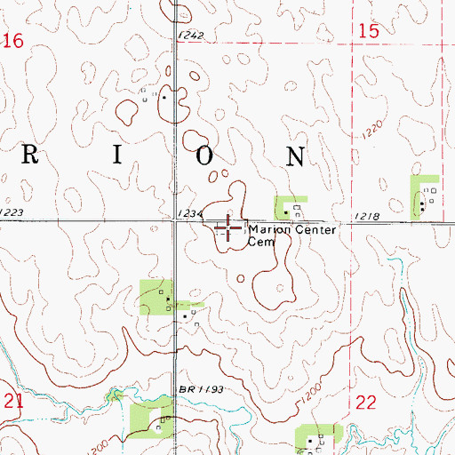 Topographic Map of Marion Center Cemetery, IA