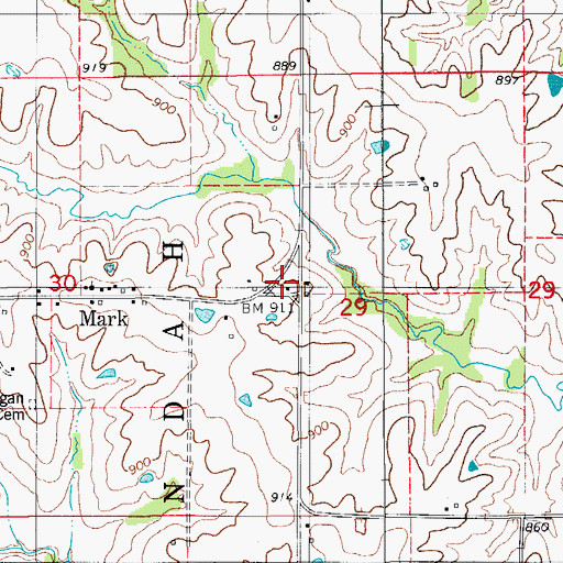 Topographic Map of Mark Church, IA