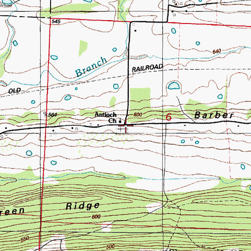 Topographic Map of Antioca Cemetery, AR