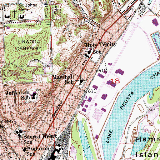 Topographic Map of Marshall Elementary School, IA
