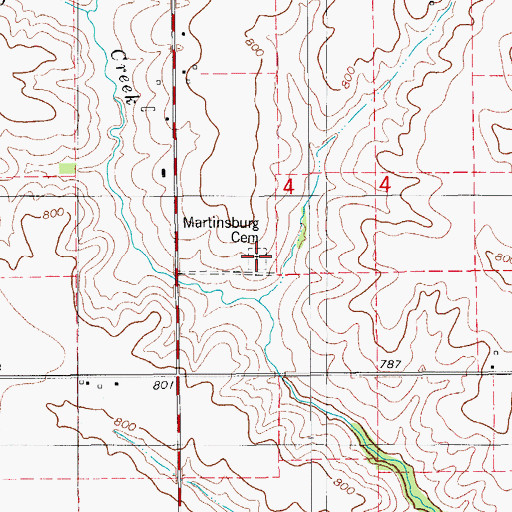 Topographic Map of Martinsburg Cemetery, IA