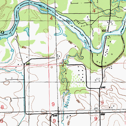 Topographic Map of Mason Creek, IA