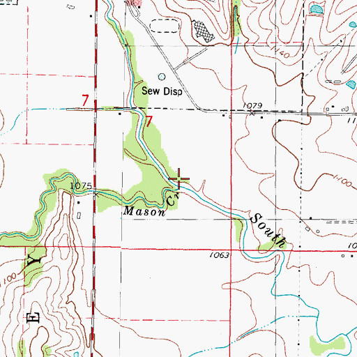 Topographic Map of Mason Creek, IA