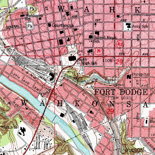 Topographic Map of Mason Park, IA