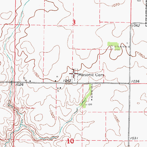 Topographic Map of Masonic Cemetery, IA