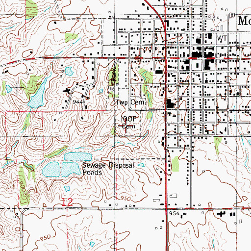 Topographic Map of Masonic IOOF Cemetery, IA