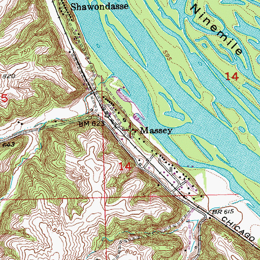 Topographic Map of Massey, IA