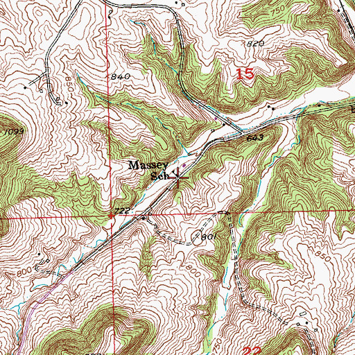 Topographic Map of Massey School, IA