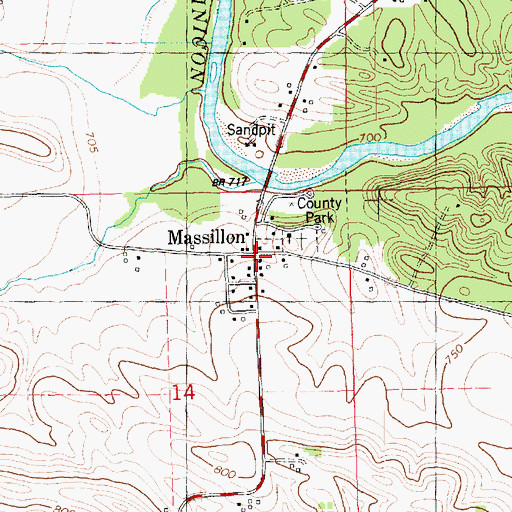 Topographic Map of Massillon, IA